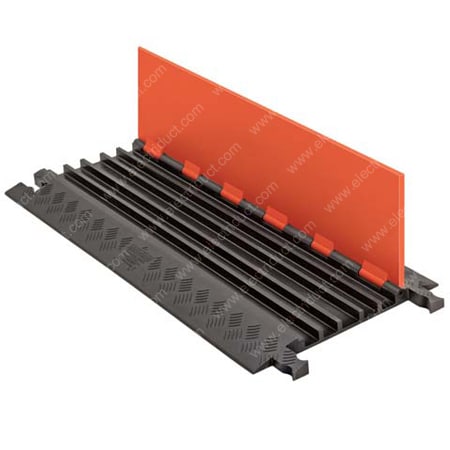 Checkers Cable Protector, 1-7/8 in H, 36 in L, 19-3/4 in W, 5 Channel, Polyurethane, Black, Yellow GD5X125-Y/B